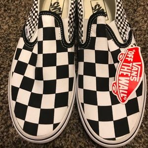 Checkered vans slip on